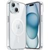 JETech Cover Magnetica per iPhone 15 6,1 Pollici Compatibile con MagSafe Ricarica Wireless, Telefono Custodia Antiurto, Retro Antigraffio Trasparente (Trasparente)