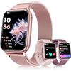 SLOKSFil Smartwatch Donna con Chiamate Bluetooth, 1.83" Fitness Orologio Smartwatch 3 Cinturini Frequenza Cardiaca SpO2 Pressione Sanguigna IP68 Impermeabile Sonno 120+ Modalità Sportive (Rosa)
