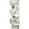 WOLTU Scaffale in Legno a 6 Ripiani, Libreria di Design Salvaspazio, Mobile Espositore per Soggiorno, Stile Moderno, 60x23,5x160cm, Colore Bianco SK012ws