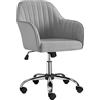 Yaheetech Sedia Scrivania Poltroncina Ufficio Ergonomica in Velluto Girevole a Rotelle Reclinabile Altezza Regolabile Imbottita Portata 136 kg Grigio Chiaro