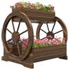 Outsunny Orto Rialzato da Esterno a 2 Livelli in Legno, con 3 Vasi e Ruote Stile Country, per Fiori, Erbe Aromatiche e Verdure su Giardino, Balcone e Terrazza, 64x54x60 cm