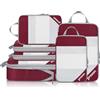 Prezon Set 6 Pezzi Cubi Compressionali Cavi Versatili, Design Apertura Totale Visibile, Salvaspazio E Leggeri, Materiale Cationico Personalizzato, Organizzatore Valigie Portatile E Resistente, Bordò