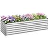 WOLTU Fioriera rialzata per giardino, balcone, fioriera in robusta lamiera d'acciaio con design robusto, 238 x 56 x 80 cm, argento