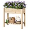 WOLTU Aiuola Rialzata in Legno 80x75x40 cm, con Vaso per Fiori, Ripiano e Rivestimento Idrorepellente, per Orto ed Erbe Aromatiche, adatta a Balcone, Giardino, Terrazzo ed Esterni, Colore del legno