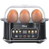 Olvy Cuociuova Elettrico 6-in-1 con Timer LCD - Bollitore per Uova Sode e Vaporiera per 6 uova - Spegnimento Automatico, Parti Lavabili in Lavastoviglie - Cuoci Uova Professionale