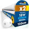 Eurocali 2 Tubi LED 18W 120cm T8 G13 Chip CREE con Starter 1850 Lumen Garanzia 6 Anni - Luce Fredda 6500K Alta Luminosità 102 lm/W - Materiale Nano Plastic Sostituzione Neon per Soffitto Garage Negozio