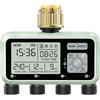Johgee Programmatore di irrigazione, 4 uscite con ingressi in ottone, timer digitale dell'acqua con ritardo pioggia, controllo automatico/manuale dell'irrigazione per giardino e prato