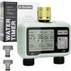 Johgee Irrigazione computer 2 uscite con ingresso in ottone, orologio digitale per irrigazione con ritardo della pioggia, controllo automatico/manuale dell'irrigazione, timer da giardino