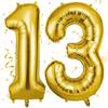 OFFCUP Helium Balloons, 40 Inches Number Balloons 13, Foil Birthday Balloon for Birthday Wedding Party Decorations Celebration Supplies (Gold)