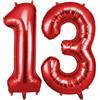 OFFCUP Palloncini Compleanno Rossi 101 CM, Palloncino Numero 13, Foil Palloncini Numeri, Decorazioni Festa Compleanno, Gonfiabili Pallone per Anniversario