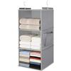 Cozary Organizer da Appendere con 3 Scomparti, con 2 Ganci Robusti, Appendi Borse da Armadio, Organizer Armadio da Appendere, Pieghevole e Salvaspazio, per Camera da Letto, Grigio