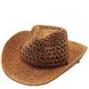 AHDMR Unisex Cappello di Paglia Estate Regolabile Cappello da Cowboy traforato Panama Western Pieghevole Cappello da Sole per Spiaggia Viaggi Vacanze Campeggio Pesca Ampio Bordo Anti-UV Uomo Donna Berretto