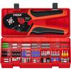 PEBA Set Pinza Crimpatrice Quadrata 0,08-10mm² Autoregolante, Kit Professionale 1030 Pezzi 28 Misure Tubetti Terminali in Rame Viola (>99,5%) Stagnato, Puntalini DIN 46228 per Capicorda