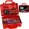 PEBA Set Pinza Crimpatrice Capicorda Quadrata 0,08-10mm² (AWG 28-7), Kit Professionale 1750 Pezzi 33 Misure DIN 46228 (8-18mm, Isolati, Non Isolati, Twin), con Valigetta Rossa e Maniglia