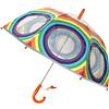 SMATI SMARTBULLE Ombrello a bolle trasparente per bambini con bordo fluorescente: Antivento; Diametro=71cm; Apertura manuale; Ombrello per bambina e bambino; Stampa : ARCOBALENO.