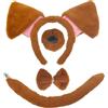 TUONYIS Set di 4 papillon per orecchie di cane, copricapo e coda, per Halloween, cosplay, festa a tema animali, marrone, Taglia unica