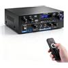 sikkeby Amplificatore HiFi AK55 Bluetooth Stereo Audio Amplificatore Ricevitore 2 Canali 70WX2 Max. 600W Amplificatore audio digitale 12V/220V per casa o auto