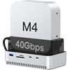 Gewokliy Mac mini M4 2024 Dock Stand, 40Gbps USB4 M.2 NVMe SSD Enclosure Compatible with Thunderbolt 4/5, 10Gbps USB Docking Station with SD4.0 Card Reader