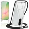 Kilbnom Cover per Samsung Galaxy A56 con Cordino, Trasparente Custodia con Laccio Tracolla Cellulare Girocollo Collana Corda Catena Cinghia, Ultra Morbido Silicone TPU Antiurto Case, Nero