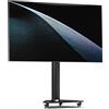 XTRARM Proton 100 Supporto TV mobile con ripiano, prese di corrente, porte USB, altezza 135 cm, formato verticale orizzontale 32-75 pollici, 40 kg alluminio nero