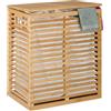 Relaxdays Cesto Portabiancheria con 2 Sacchi Porta Biancheria Sporca da 44 l, HLP: 61x53x35 cm, Bambù, Naturale Beige