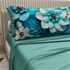 PETTI Artigiani Italiani - Lenzuola in Cotone con Federe in Stampa Digitale, Lenzuola Matrimoniali, Completo Letto Matrimoniale, Floreale 21 Ottanio, 100% Made in Italy