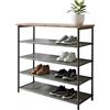 Relaxdays Scarpiera Industriale in TNT, 4 Ripiani, 75x75x30 cm, Nero/Marrone