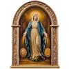 DRW Targa Madonna della Miracolosa in legno da appendere alla parete o da mettere su tavola 11 x 2 x 15 cm