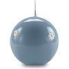Cereria Di Giorgio - Candela Sfera decorata con Margherite - Colore Dusty blu - Diametro 10 cm - Durata 49 ore - Con sacchetto regalo - Spring Collection - Artigianale