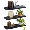 Relaxdays Set 3 mensole da Parete Relaxdays, HxLxP: 4 x 80 x 23 cm, Effetto Legno, Metallo, per Soggiorno, Ingresso, Cucina, Nero