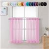 Chyhomenyc Tende trasparenti rosa a fili, lunghezza 61 cm, trattamento per finestre piccole per bagno, soggiorno, cantina, tende corte per bastone, 106 x 61 cm, 2 pannelli