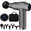 BUOAZR Pistola Massaggio Muscolare, 32 Velocità 3500RPM con 6 Testine, Mini Massage Gun con Display LCD, 1800mAh, Portatile Massaggio Pistola Elettrico Silenzioso per Rilassare i Muscoli(Grigio)