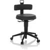 HJH Office balance sedia regolabile in altezza TOP WORK FLEX PU sgabello da lavoro mobile in con schienale, ecopelle nera