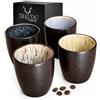 DEKUDÙ Set Tazzine Caffe Particolari Tazzine da Caffè Nere in Ceramica in Gres di Qualità - Realizzata a mano - 4 pezzi 100 ml - Elevata durezza-Lavabile in lavastoviglie microonde -Stile moderno Nero
