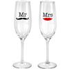 Geschenke 24 Bicchieri Prosecco per Matrimonio I Set da 2 Calici Mr Mrs I Calici Personalizzati Matrimonio con Disegno Bacio e Baffi I Flûte Vetro Regalo Matrimonio I Decorazione Tavola