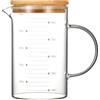 LIMITADA Bicchiere Grande 500ML Con Coperchio in Bambù - Vetro Ad Alto Borosilicato, Misurino Graduato Con Manico e Scala per Succhi e Bevande Alcolici