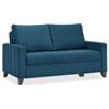 EVERGREENWEB MATERASSI & BEDS EVERGREENWEB Divano letto 2 Posti Trasformabile in Letto Matrimoniale 140x190 cm, Schienale Ribaltabile con Coppia Cuscini Estraibili, Morbido Tessuto Imbottito Blu, Braccioli Slim, Piedi in Legno