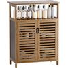 HITNET Mobiletto Bambu Bagno, Armadietto Bagno da Terra, Mobile Bagno Basso Pavimento con Compartimento Aperto, adatto per Soggiorno, Cucina e Corridoio, Noce