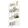 WOLTU Carrello da Cucina a 4 Ripiani, Carrello Portaoggetti con Ruote e 4 Ganci, Carrellino Salvaspazio per Cucina, Bagno e Lavanderia, in Plastica e Metallo, 41,5 x 86 x 23 cm, Bianco