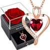 SWEETIME Rosa Stabilizzata,Rosa Eterna Vera,Fiori Scatola Rosso Conservata,Regali Romantici per Festa della mamma San Valentino Natale Moglie Donna Nonna Compleanno Regalo Anniversario Ringraziamento Festa