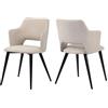 MEUBLE COSY Set di 2 Sedie da Pranzo Scandinavo Imbottito con Schienale Braccioli in Tessuto per Cucina Sala Soggiorno, Beige, 48x54.5x80cm