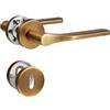 SORWDUERM 2 paia Maniglia per porta Ottone antico,inossidabile satinato opaco, Serratura con maniglia per porta d'ingresso e porta interna, Forma a L, Rosetta rotonda, BB - Blocco per letto