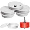 Swpeet 6 Pezzi Passacavi Bianchi da Scrivania con Sega a Tazza, Organizer Copertura Fori Cavi Ordinati, Passacavi da Scrivania Copertura Fori, 1 Pezzo Sega a Tazza 2.36 Pollici_60mm con Mandrino per