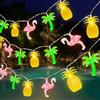 KATELUO Catena Luminosa Tropicale, 3 Metri 20 LED Catena di Luci Tropicale Guirlande Luminose Estiva, Stringa di Luci Tropicali con Ananas Palme Fenicottero, Tema Spiaggia Fairy Lights, Decorazioni Hawaiane
