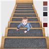 MBIGM 15 Tappetini per Scale (20 x 76 cm) Tappetino Antiscivolo di Sicurezza Runner Interno Antiscivolo per Bambini, Anziani e Animali Domestici con Adesivo Riutilizzabile, Grigio