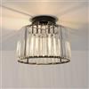 ANWIO Lampadario Cristallo Nero, Plafoniera con Cristalli E27 con 1 Luce, Lampadari Soggiorno Cristallo Moderno, Lampadario con Paralume in Vetro Per Camere da Letto, 26.5 CM (Senza Lampadine)Kitchen