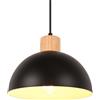 iDEGU Lampada a Sospensione Retrò 25CM LED Lampada a Soffitto in Legna Metallo Moderna Lampadario Stile Scandinavo a Semicerchio Plafoniera per Soggiorno Sala da Pranzo Camera da Letto (Nero)