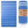 MyStilo Asciugamano per hammam in 100% cotone riciclato, sostenibile e naturale, asciugamano da sauna, telo doccia, asciugamano da bagno, asciugamano da yoga, petrolio, 100 x 200 cm, sultano (celeste)