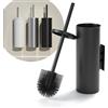 SAVEGA - Scopino WC da parete nero in silicone - Spazzola senza fori con supporto - Scopino igienico flessibile - Set WC moderno