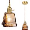 Chrasy E27 Moderne Lampada a Sospensione in Vetro Trasparente Lampada Loft Lampadario Vetro Strutturato Ottone per Isola Cucina Sala Da Pranzo